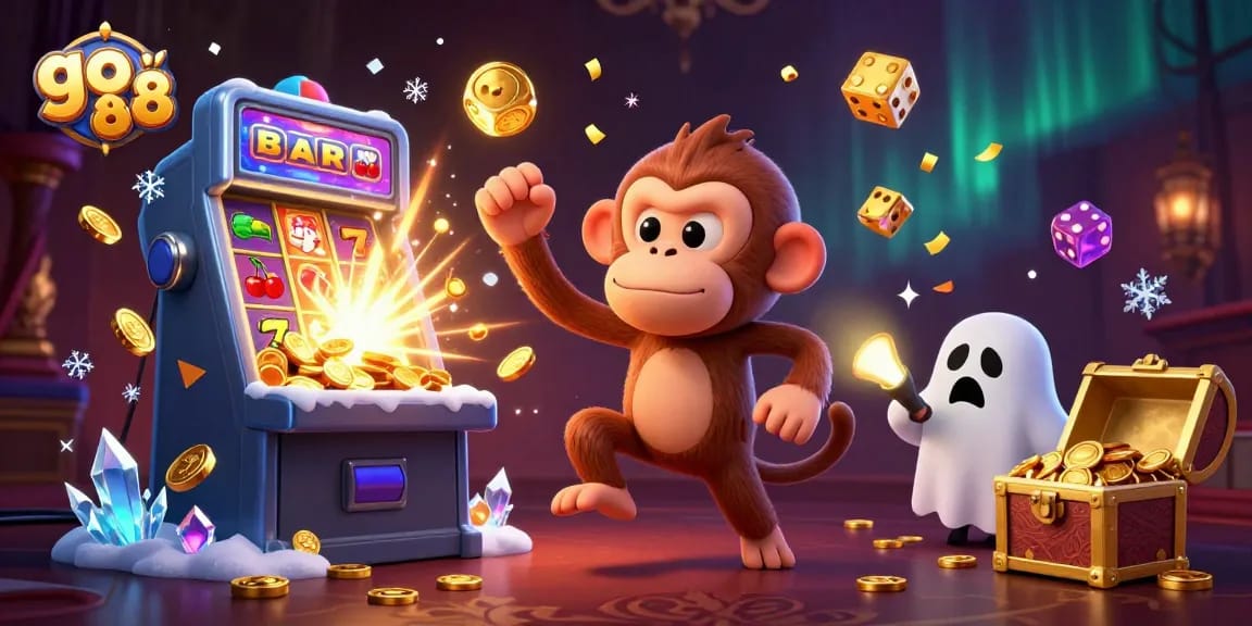 Engage in thrilling games at go 88 featuring a playful poltergeist monkey and winning jackpots.