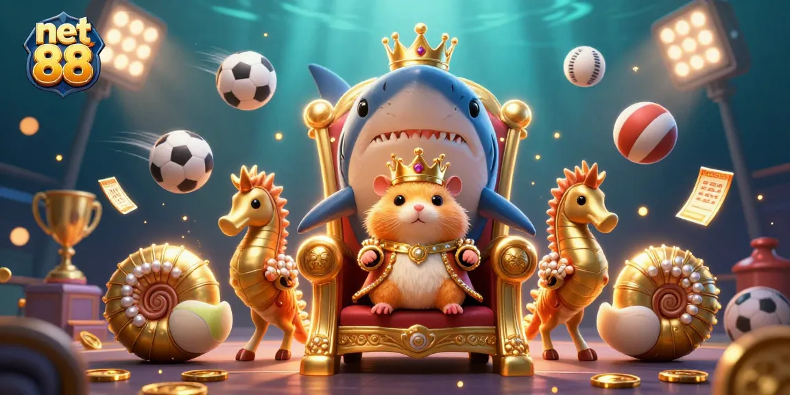 Join the thrilling adventure at net 88, where the golden hamster king reigns supreme amidst flying sports balls and gold coins.