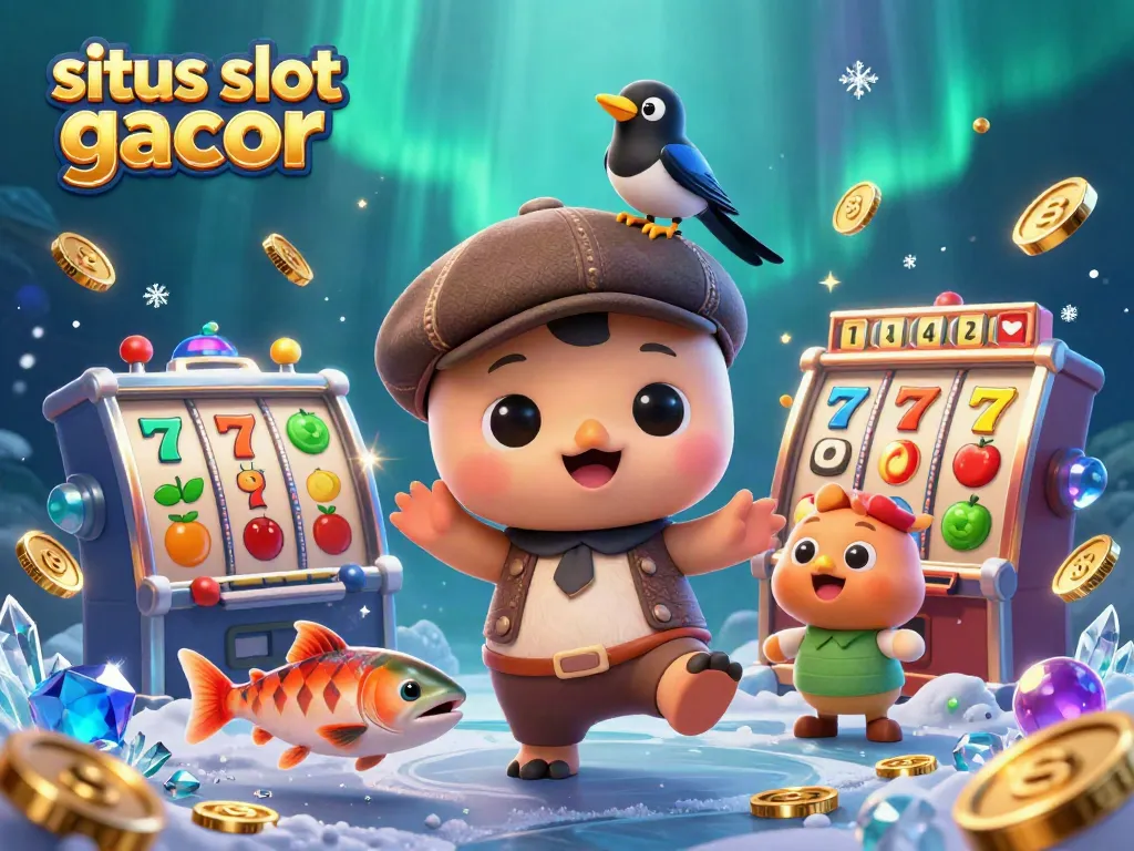 Engage with situs slot gacor while enjoying a vibrant 3D scene featuring baby Nessie and casino elements.