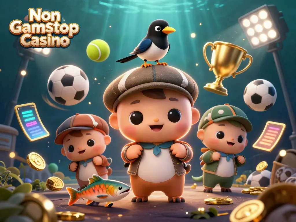 Experience the excitement at Non Gamstop Casino with our engaging 3D casino illustration featuring dynamic elements.