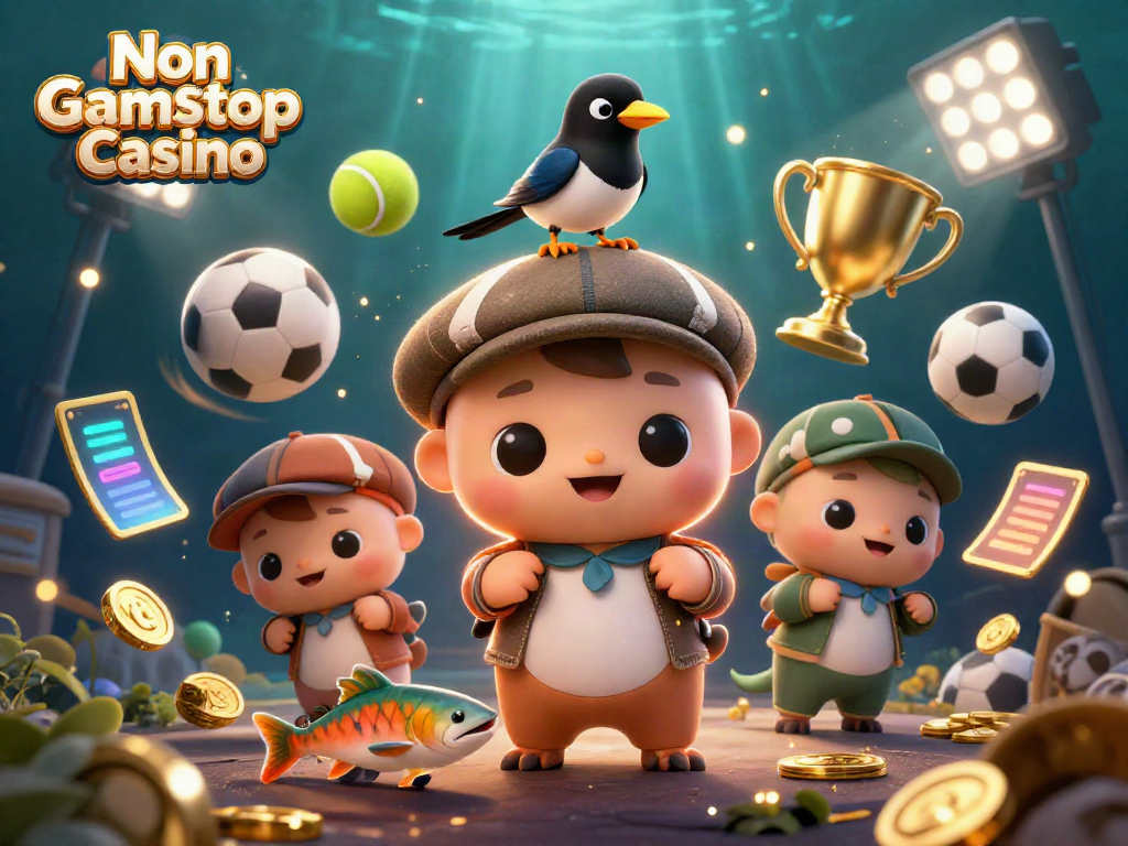 Experience the excitement at Non Gamstop Casino with our engaging 3D casino illustration featuring dynamic elements.