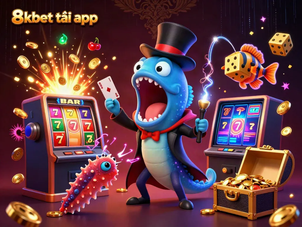 Engage with the thrilling 8xbet tải app amidst dynamic visuals of a magical casino scene.