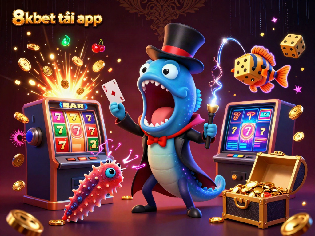 Engage with the thrilling 8xbet tải app amidst dynamic visuals of a magical casino scene.