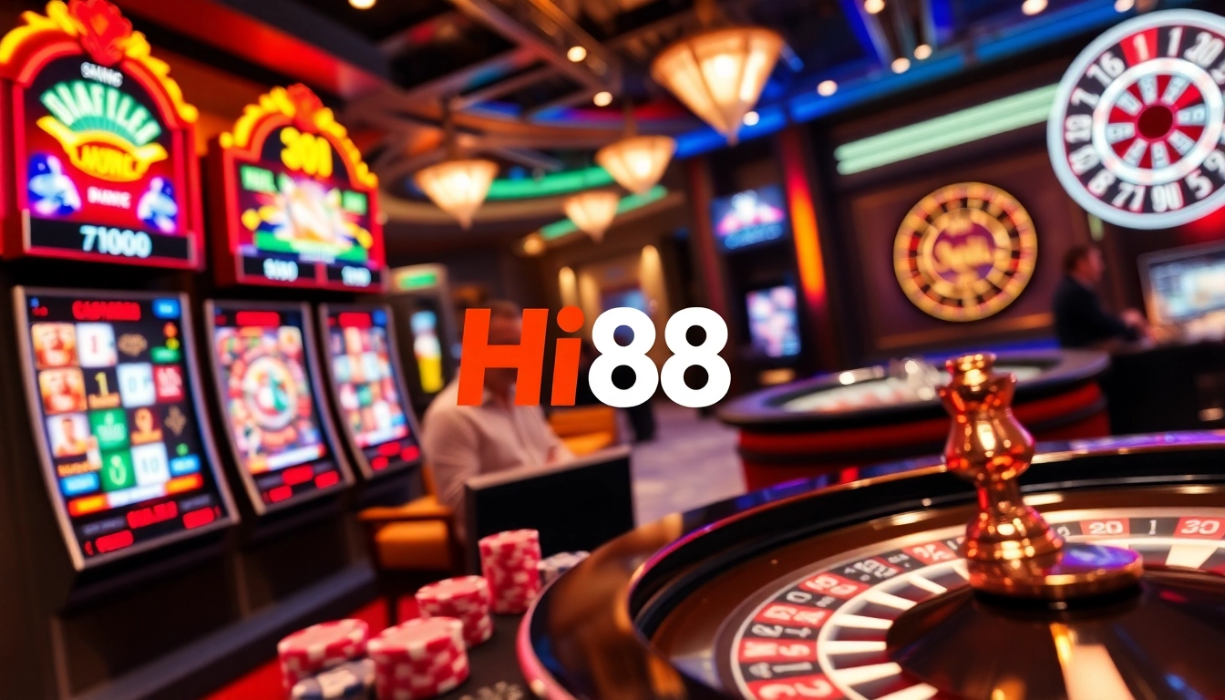 Experience excitement at Hi88 with vibrant slot machines and intense poker games.