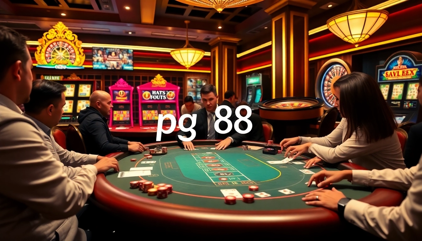 Winning at pg 88 in a luxurious casino environment with slot machines and poker tables.