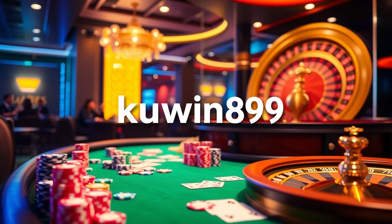 Kuwin789 players engaging in a high-stakes game at a vibrant casino table.