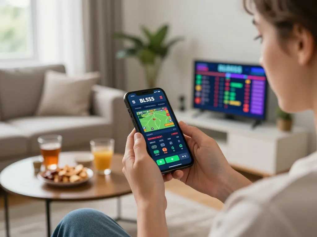 Engaged user accessing sports betting odds on the BL555 app, highlighting strategic gaming.