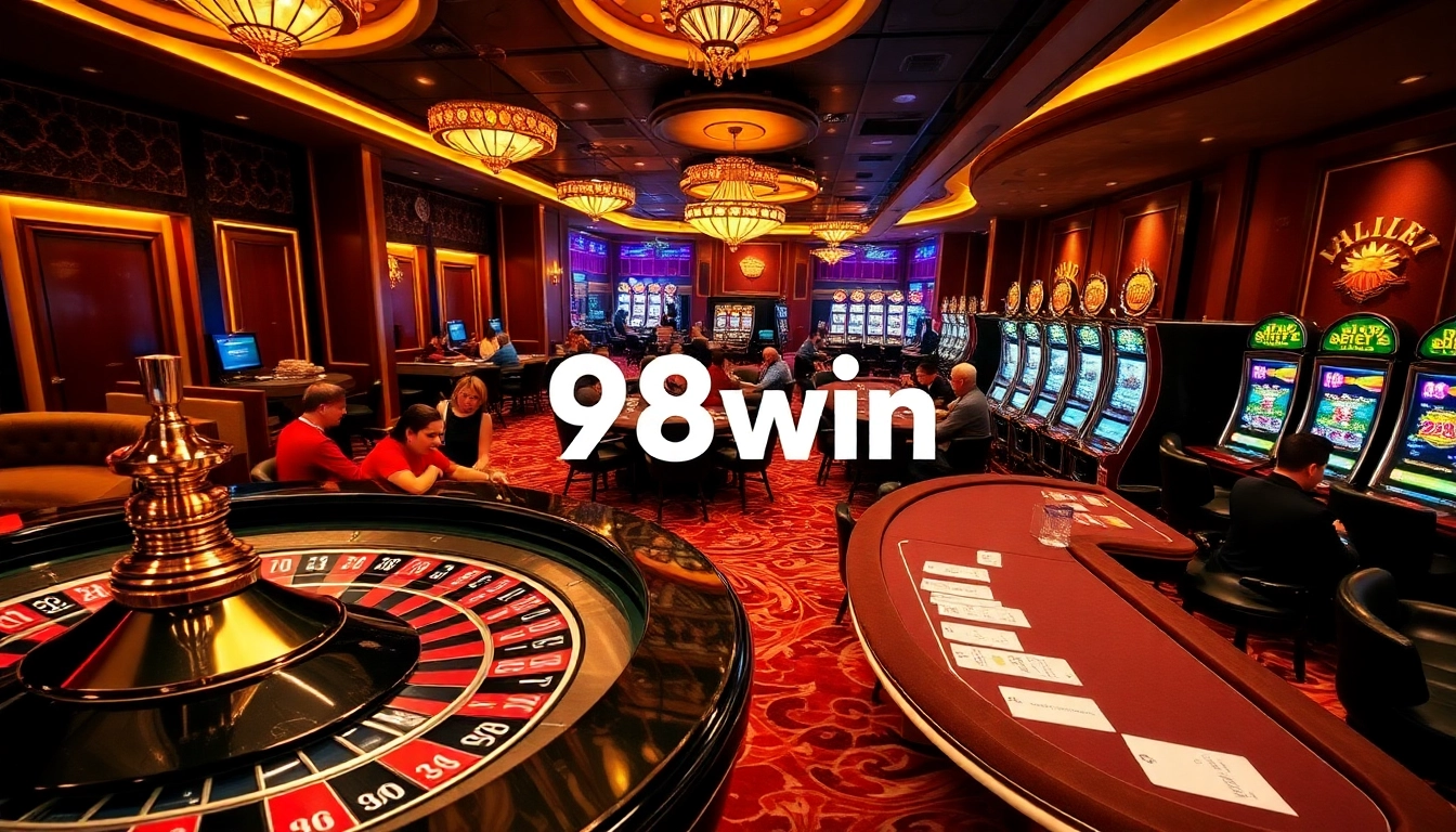 Experience the thrill of gaming at 98win with exciting poker matches and vibrant slot machines.