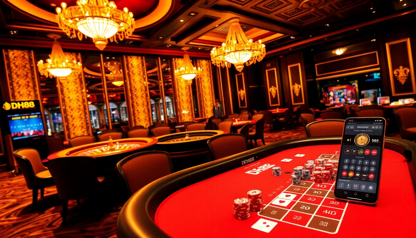 Experience the excitement of DH88 with a vibrant gaming table featuring chips and cards.