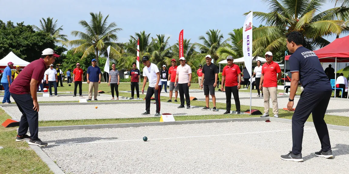 Petanque players at a tournament organized by fopikotakendari.org in Kendari.