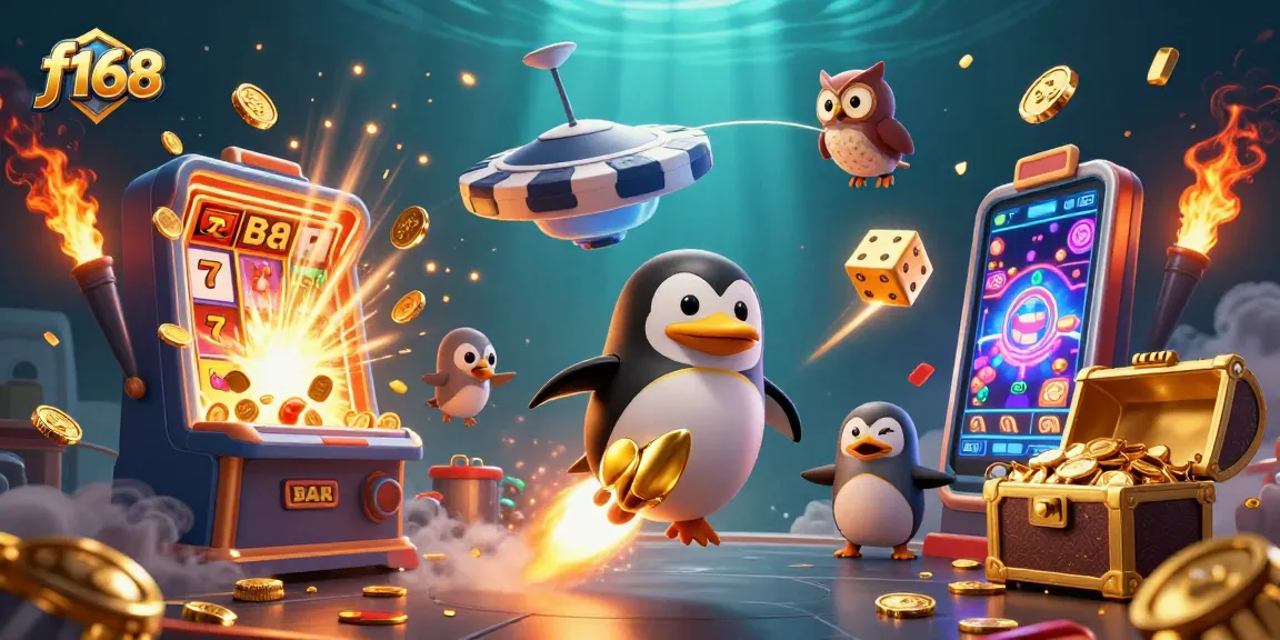 Experience thrilling gaming at f168 with a rocket-powered penguin, jackpot slots, and ocean treasures!