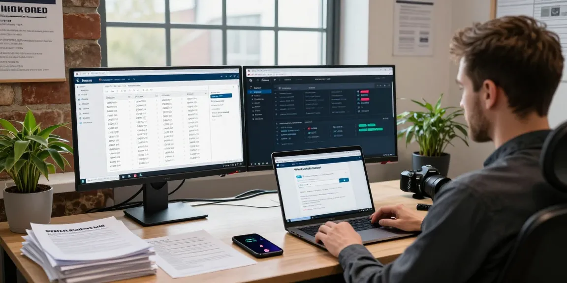 Discover the free phone number checker in action, showcasing a professional workspace dedicated to reverse phone lookups and scam detection.