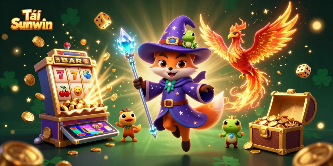 Tải Sunwin by experiencing thrilling gameplay with a mystical wizard fox, vibrant slot themes, and exciting game elements.