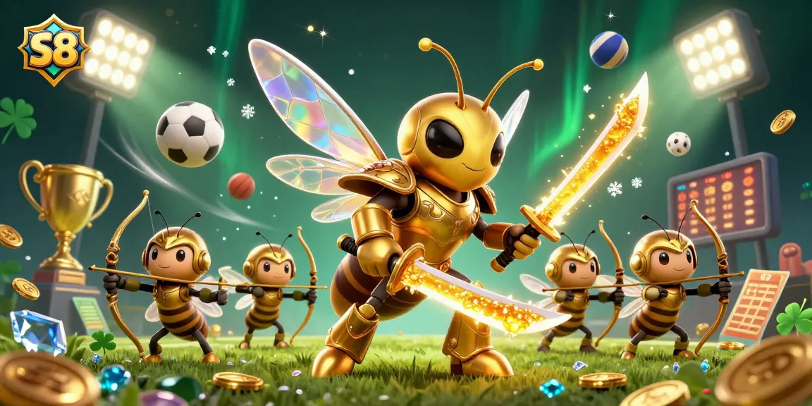 S8 showcases thrilling interactive gameplay with vibrant energies and golden rewards in a packed casino atmosphere.